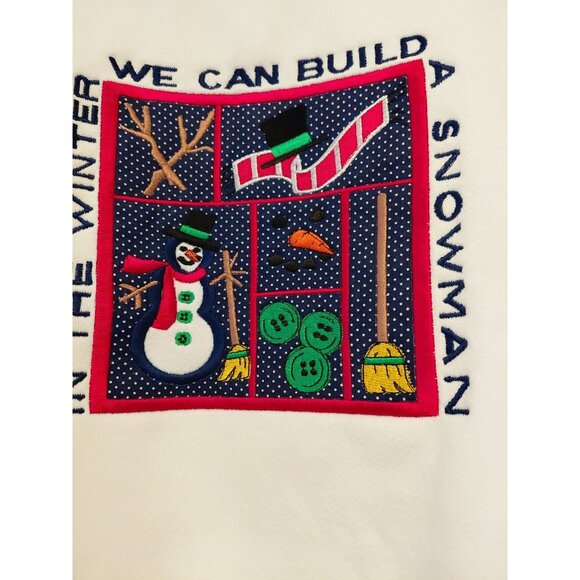 Vintage Christmas Sweatshirt M&C Energy Sportswear Snowman USA Made White Large - Picture 3 of 9